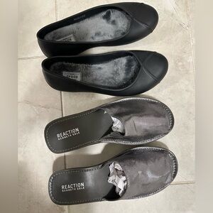 Bundle Deal: 8.5 Kenneth Cole Reaction Slip-on + 8 Crocs Black Cozy Flats for$20
